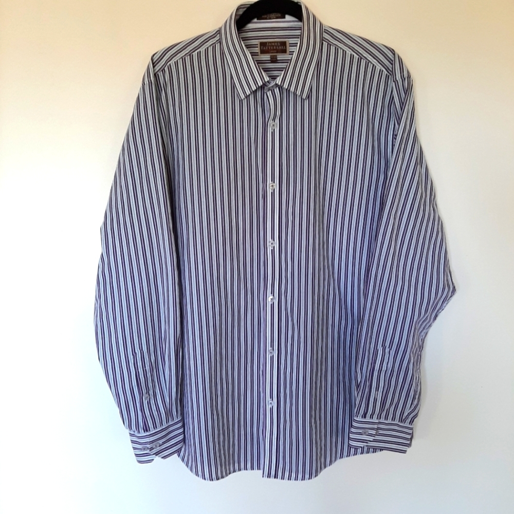 James Tattersall striped a long sleeved dress shirt. Like New